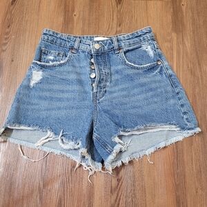 H&M Blue Jean Shorts High-Waisted Distressed used‎